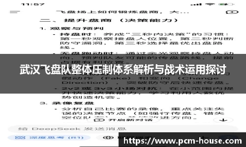 武汉飞盘队整体压制体系解析与战术运用探讨